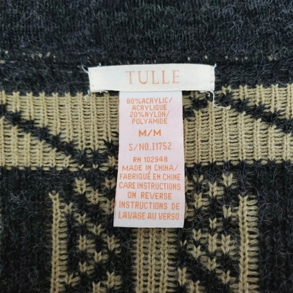 TULLE Wrap Cardigan Sweater Tribal Print Long Sleeve Open Front Anthropologie - Picture 4 of 5